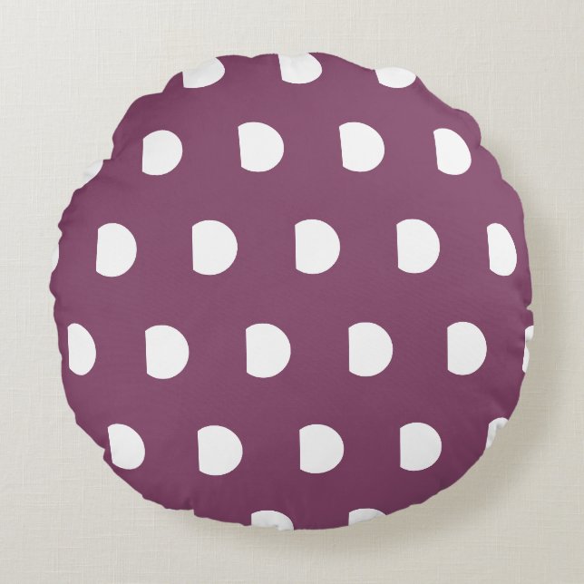 Söt Autumn Lila White Polka dots Rund Kudde (Framsidan)
