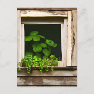 Söt av anläggningar i Rustic Window med Weasted Wo Vykort