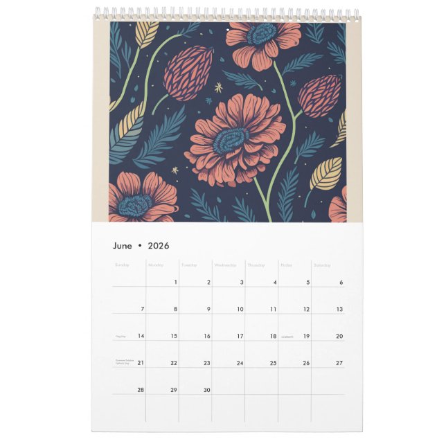 Söt av blomsterkalender kalender (Jun 2026)