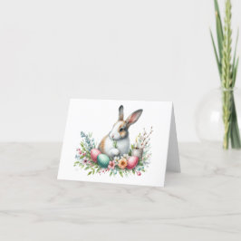 söt av kanin och blommor med påsk-kort helgkort