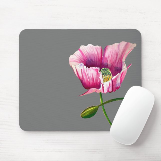 söt av rosa Poppy-vattenfärgen Musmatta (Med mus)