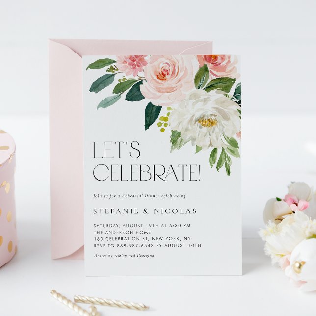 Söt av vattenfärg Garden Flowers Rehearsal Dinner Inbjudningar (Skapare uppladdad)