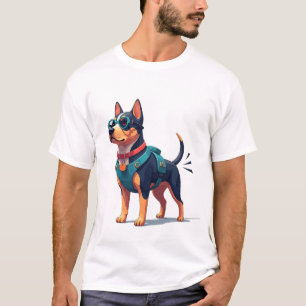 Söt äventyrlig hund med glasögon och sele t shirt