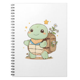Söt äventyrlig sköldpadda Resenär Kawaii-design Anteckningsbok
