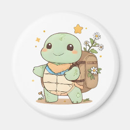 Söt äventyrlig sköldpadda Resenär Kawaii-design Magnet