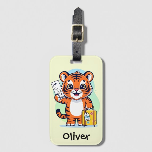 Söt äventyrs tiger bagagebricka (Framsida vertikal)