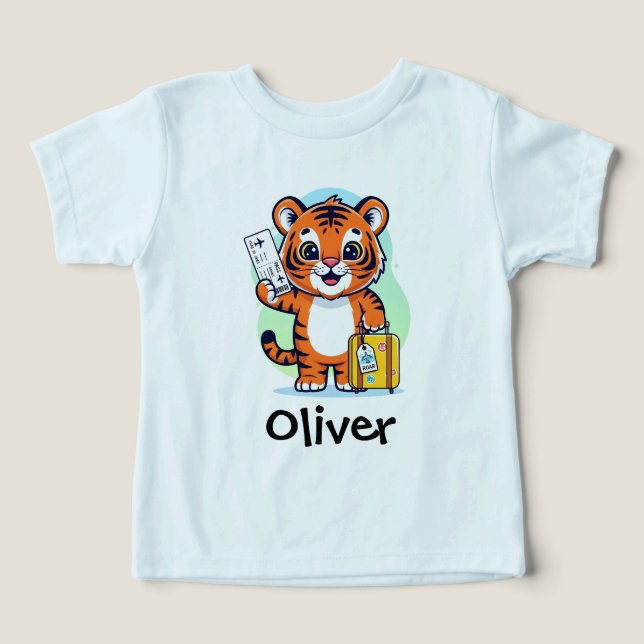 Söt äventyrs tiger t shirt (Design Framsida)