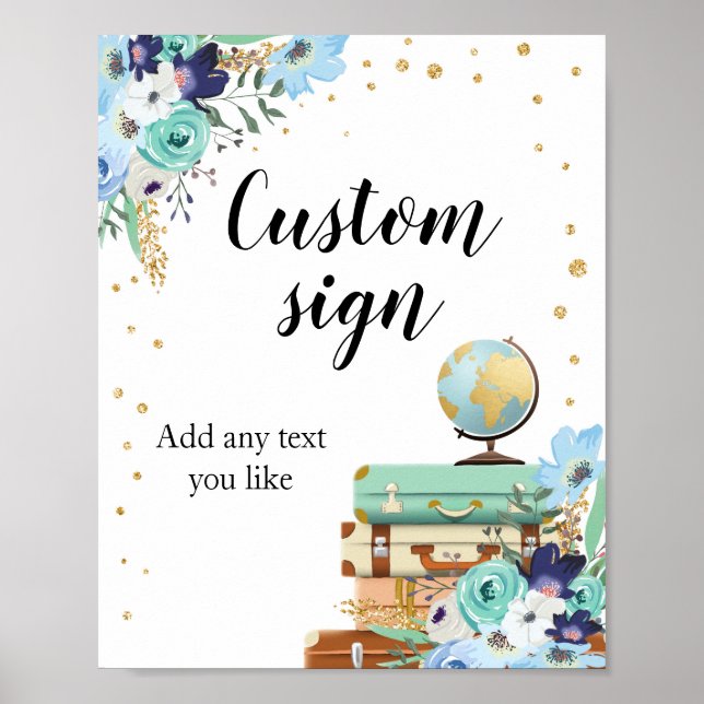 Söt Äventyrsskylt Resedusch Anpassad Glob Poster (Framsidan)