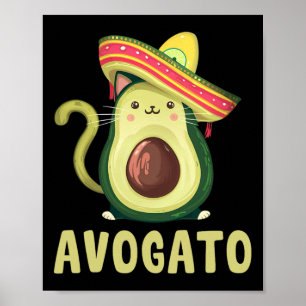 Söt Avogato Rolig Cinco De Mayo Katt Avokado Barn Poster