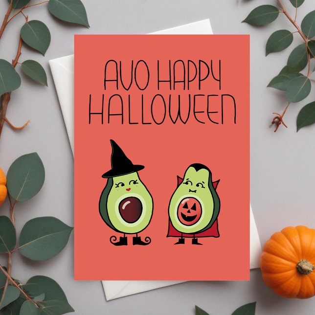 Söt Avokado Halloween Icke-foto Julkort (Skapare uppladdad)