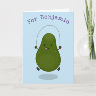 Söt avokado hopprep tecknad illustration kort