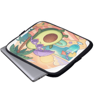 Söt Avokado som chillar på strand sommarlov dekal Laptop Fodral