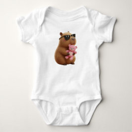 Söt Avslappnad Kapybara som kramar Teddybjörn T Shirt