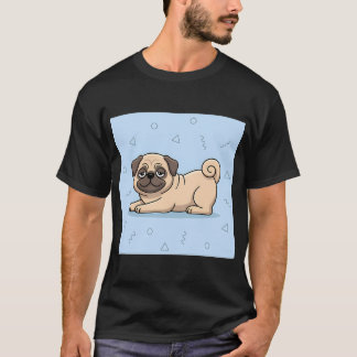 Söt Avslappnad Mops Tecknad Illustration för Hundä T Shirt