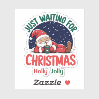 Söt Avslappnad Tomte Som Väntar På Jul Klistermärken