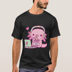 Söt Axolotl älskar Instant Nudlar Och Anime T Shirt