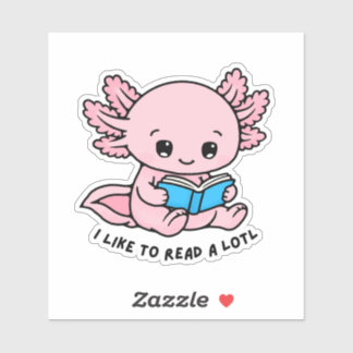 Söt Axolotl Bokälskare Rolig Puns Klistermärke Klistermärken