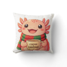 Söt Axolotl Dricker Kaffe Jul Accent