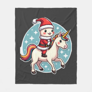 Söt Axolotl Enhörning Jul Tomte God Jul Fleecefilt