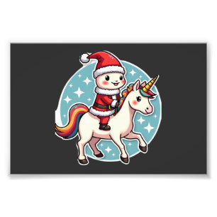 Söt Axolotl Enhörning Jul Tomte God Jul Fototryck