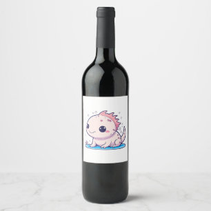 söt axolotl filosof vinflaska etikett