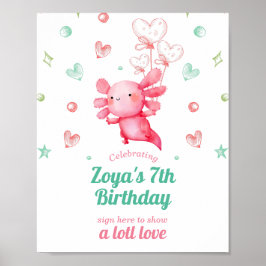 Söt Axolotl-födelsedag Poster