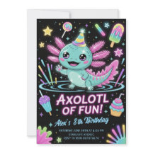 Söt Axolotl-födelsedagsfestinbjudan