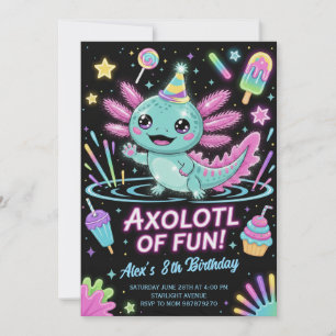 Söt Axolotl-födelsedagsfestinbjudan Inbjudningar