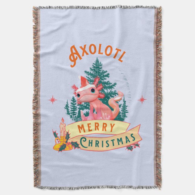 Söt Axolotl God Jul Semester Konst Filt (Framsidan Vertikal)