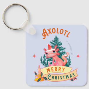 Söt Axolotl God Jul Semester Konst Nyckelring