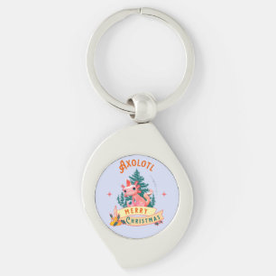 Söt Axolotl God Jul Semester Konst Swirl Silverfärgad Nyckelring