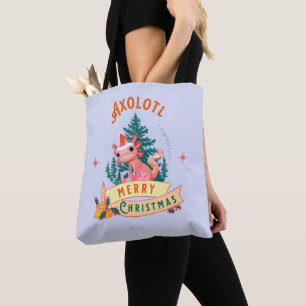 Söt Axolotl God Jul Semester Konst Tygkasse