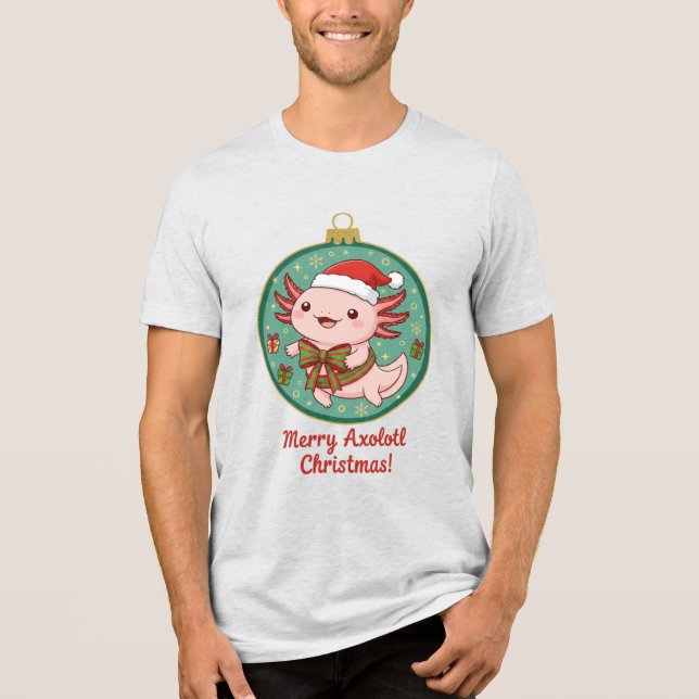 Söt Axolotl Julgransprydnad Unisex T-Shirt (Framsida)