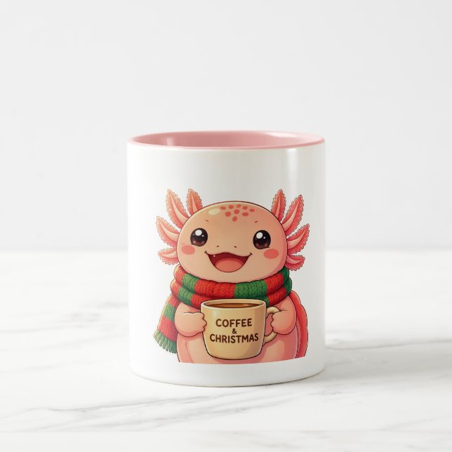 Söt Axolotl Julkaffekopp Två-Tonad Mugg (Center)