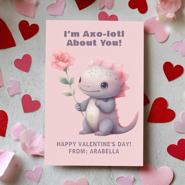 Söt Axolotl Klassrums Valentine-kort Anteckningskort (Cute Axolotl Classroom Valentine Card)