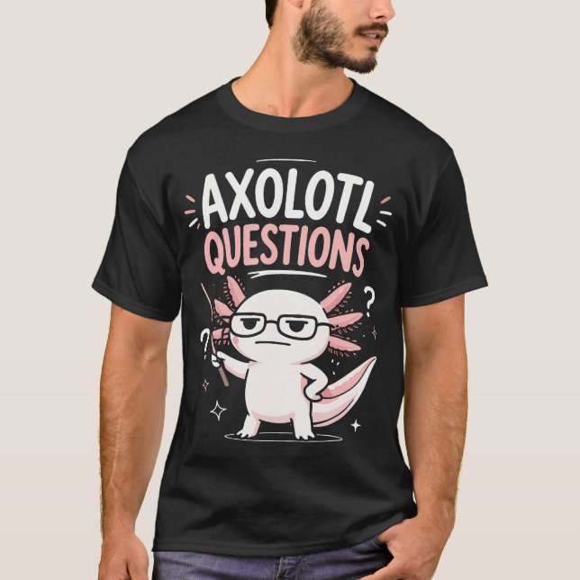 Söt Axolotl Med Glasögon Frågar T Shirt (Framsida)