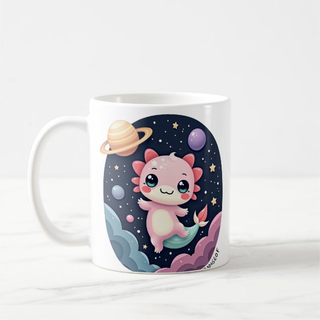 Söt Axolotl Rymd Galax Kosmisk Stjärnstoft Planet Kaffemugg (Vänster)