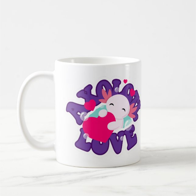 Söt Axolotl Salamander Kaffe Mugg (Vänster)