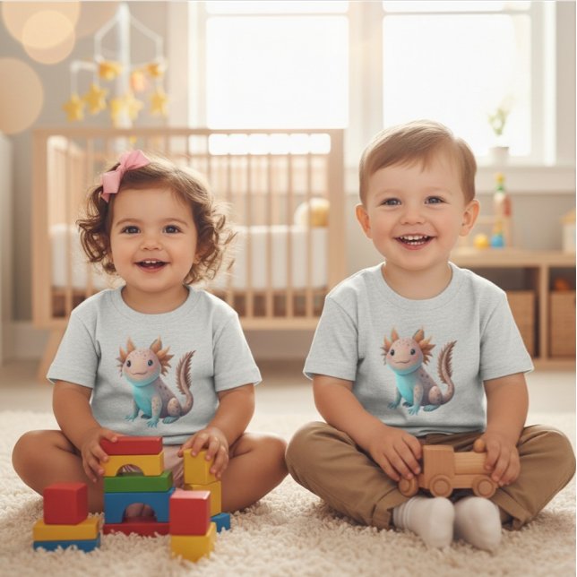 Söt Axolotl Småbarnsbarn Fint Jersey T-Shirt (Skapare uppladdad)