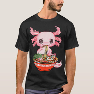 Söt Axolotl som äter Ramen Nudlar Anime Present Tj T Shirt