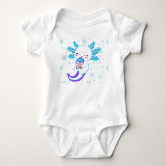 Söt Axolotl som dricker Boba | Vinter Bubble Tea T Shirt