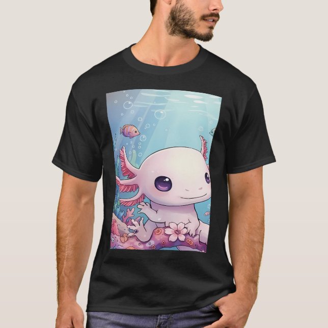 Söt Axolotl Undervattensscen T Shirt (Framsida)