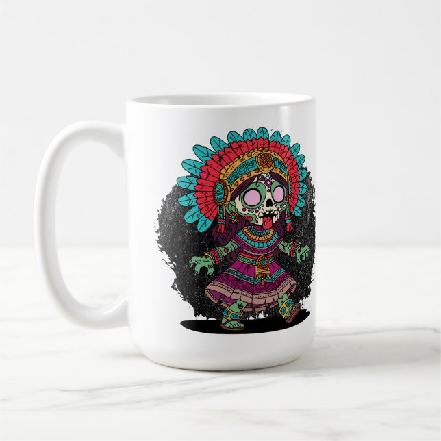 Söt aztekisk zombie kaffemugg (Vänster)