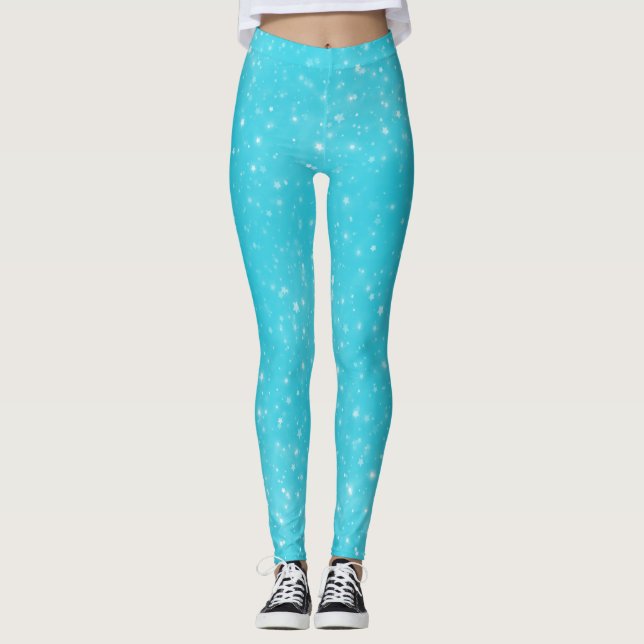 Söt Azure Blue Modern Star Leggings (Framsida)