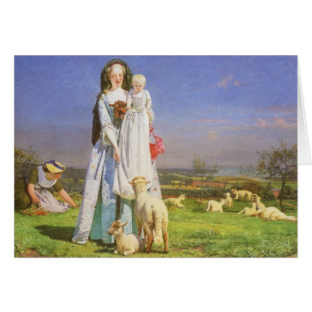 Söt Baa Lambs av Ford Madox Brown Hälsningskort (Framsidan Horizontal)