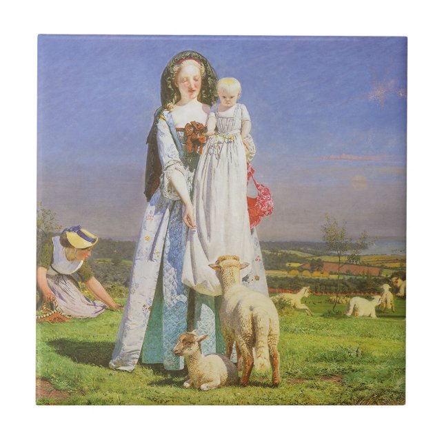 Söt Baa Lambs av Ford Madox Brown Kakelplatta (Framsidan)