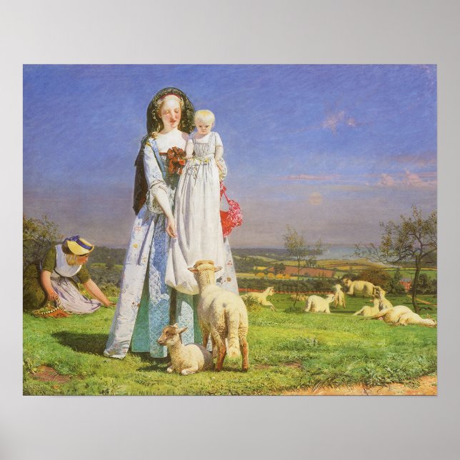 Söt Baa Lambs av Ford Madox Brown Poster (Framsidan)