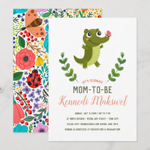 Söt Baby Alligator Baby Shower-inbjudan Inbjudningar