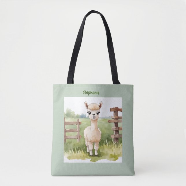 Söt Baby Alpaca-handväska Tygkasse (Framsida)