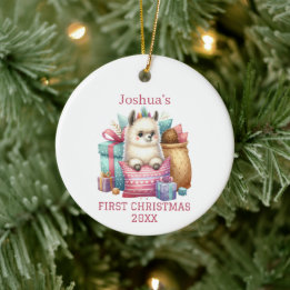Söt Baby Alpaca Jul Julgransprydnad Keramik